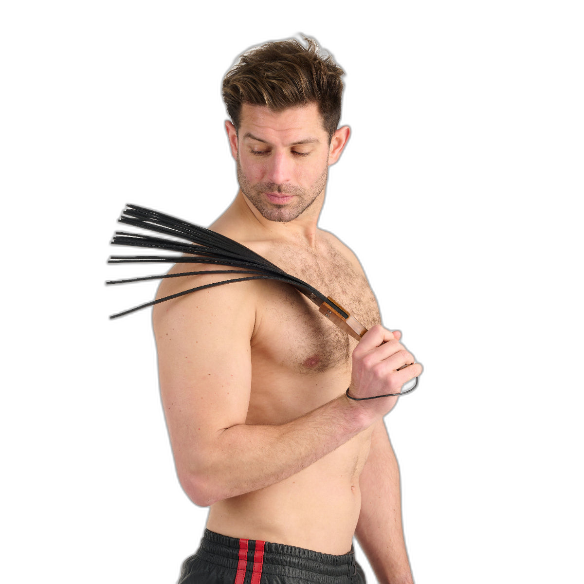 Prowler RED Leather & Wood Fringe Paddle