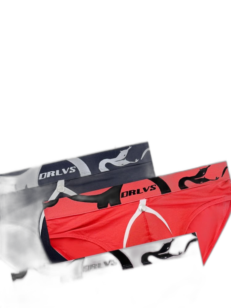 2 Pack Men's Detachable Pouch Open-Crotch Breathable Modal Soft Briefs