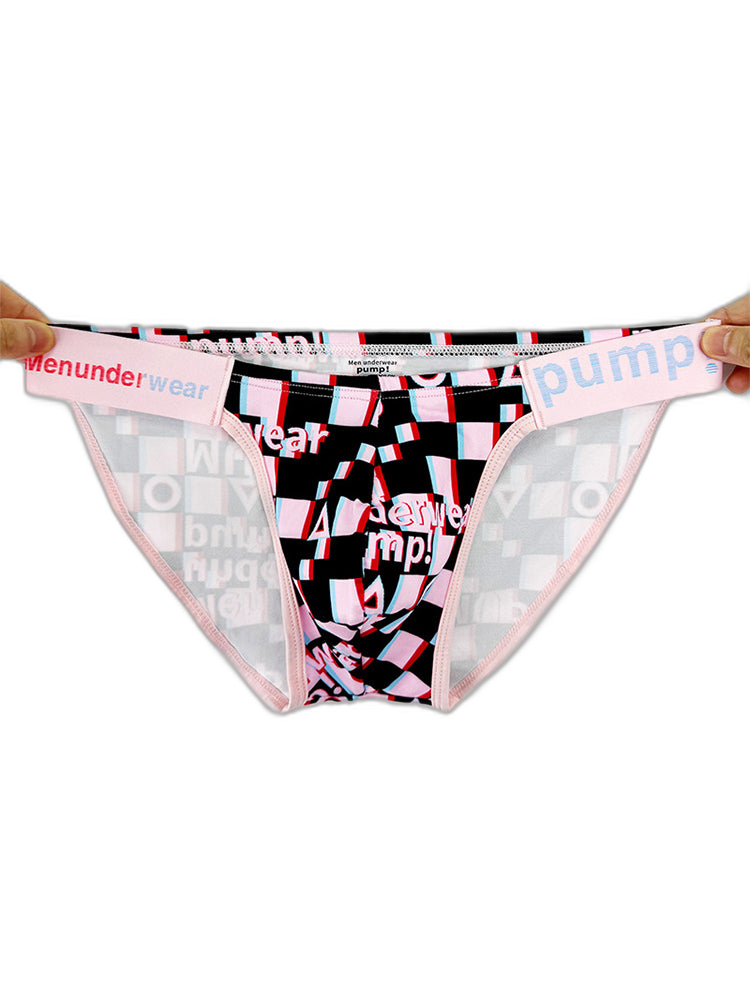 2 Pack Men's Breathable Alphabet-Print Expanded Pouch Briefs