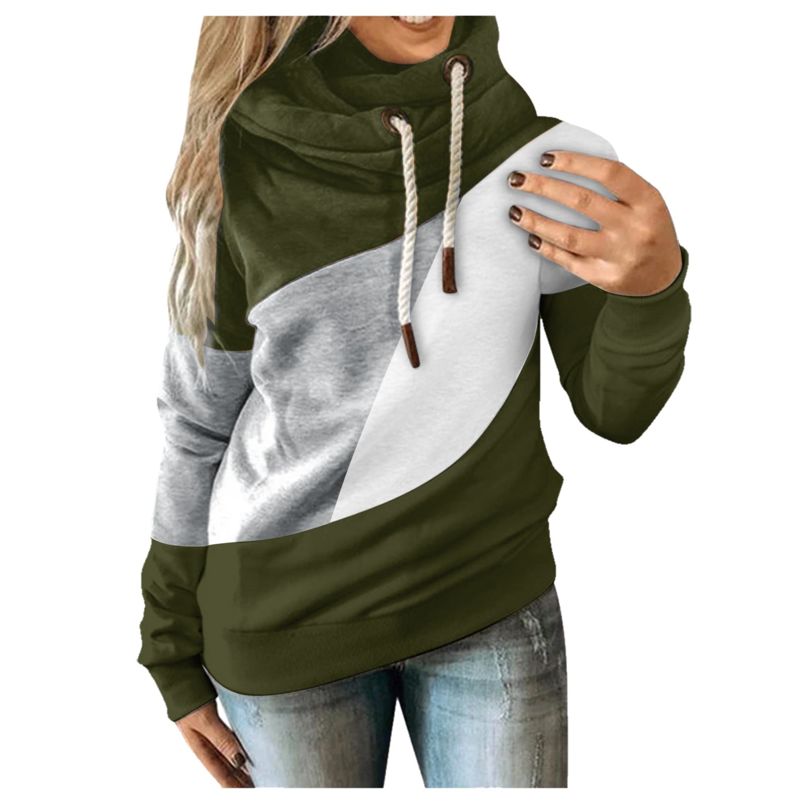 New color-blocking long-sleeved hooded sweater