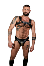 ruff GEAR Double Tone Leather Bulldog Harness Army Black