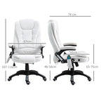 Vinsetto Massage Recliner Chair Heated Office Chair with Six Massage Points Linen-Feel Fabric 360\'c2\'b0 Swivel Wheels Cream White