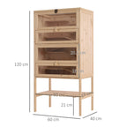 PawHut Wooden Large Hamster Cage, Gerbil Cage 4 Layers with Tall Bottom & Storage Shelf