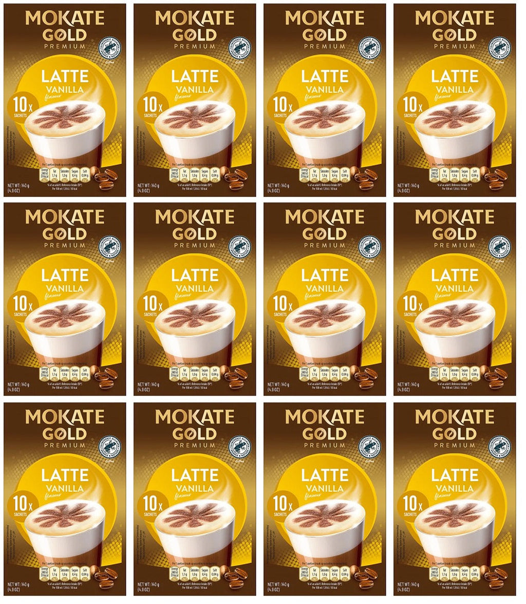 12 x Mokate Gold Premium Latte Vanilla 10 Sachets - 140GM
