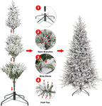 Artificial Christmas Tree 6.5ft Snow Flocked Branches Realistic Unlit Pine KI Store