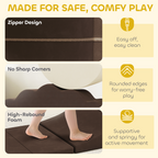 AIYAPLAY Kids Soft Play Set, 7 Piece Foam Climbing Blocks, Brown