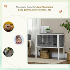 PawHut Wooden Hamster Cage for Dwarf Hamsters, Gerbils, Rutin Chicken w/ Shelf