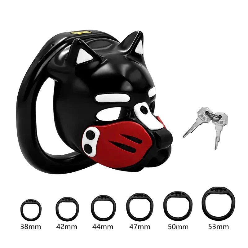 Pup Hood Chastity Cage Red