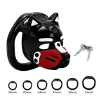 Pup Hood Chastity Cage Red