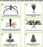 Artificial Christmas Tree 5FT Fold Out with Snow Pine Cones Indoor GIGALUMI