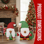 Set of 2 Lighted Gnome and Candy Cane Christmas Decorations, Pre-lit 2D Holiday Decor with 80 Warm White LED Lights for Xmas Outdoor Indoor Decor Lighted Holiday Displays