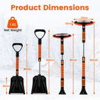 4 in 1 Extendable Snow Shovel 3 Adjustable Sizes Snow Kit for Car-Orange