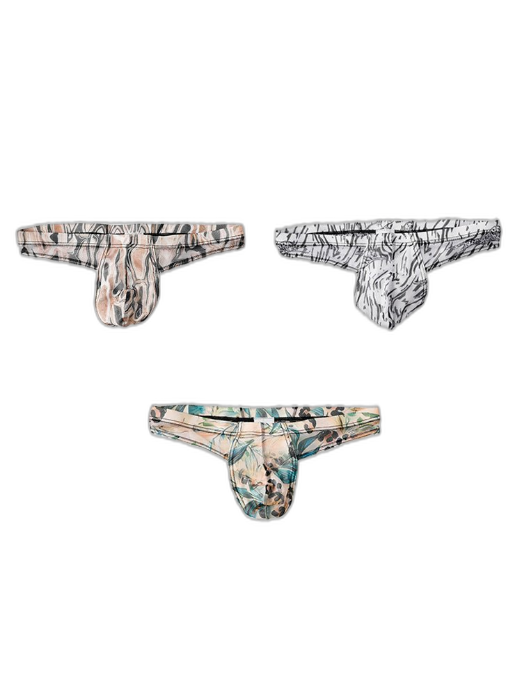 3 Pack Men's Ice Silk Comfy Waistband Low-Rise Sexy Stretch Thong