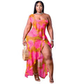 Women's Summer New Arrival One-Shoulder Irregular Printed Ruffle Hem Plus-Size Dress