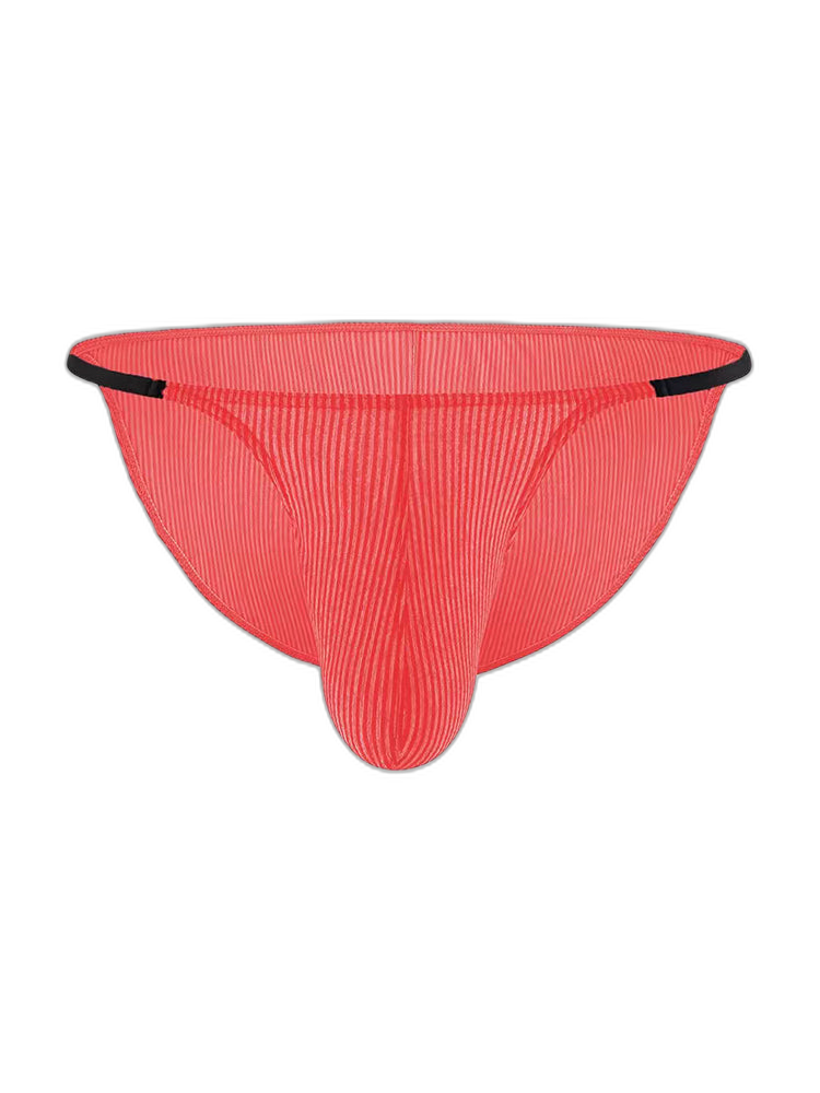 3 Pack Men's Low Rise Striped Camisole Briefs with Raised Pockets
