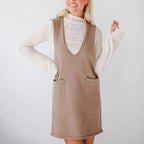 Casual Pocket Sweater Suspender Skirt