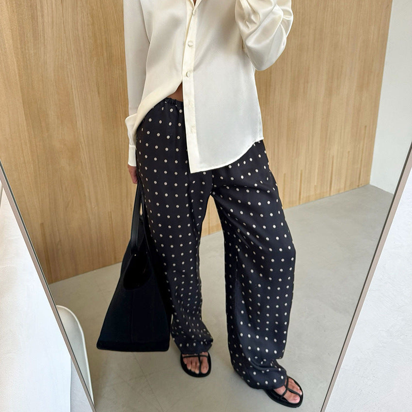 Loose And Comfortable Polka-dot Long Straight-leg Pants