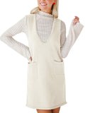 Casual Pocket Sweater Suspender Skirt