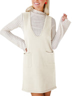 Casual Pocket Sweater Suspender Skirt