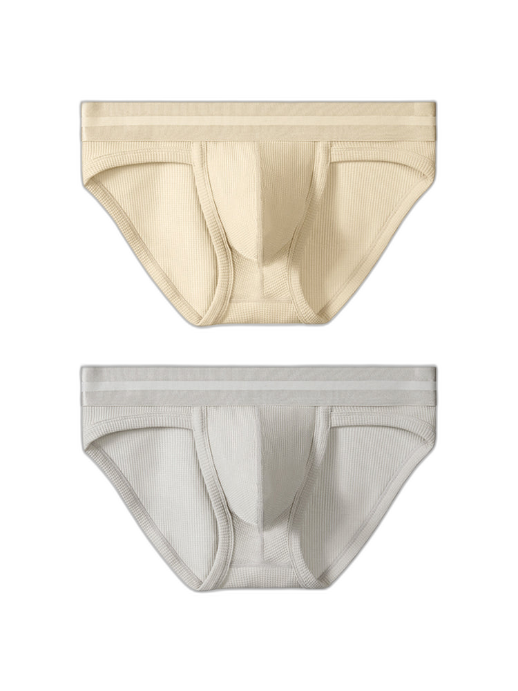 2 Pack Men's Waffle-Knit Cotton Separable Scrotum Support Briefs