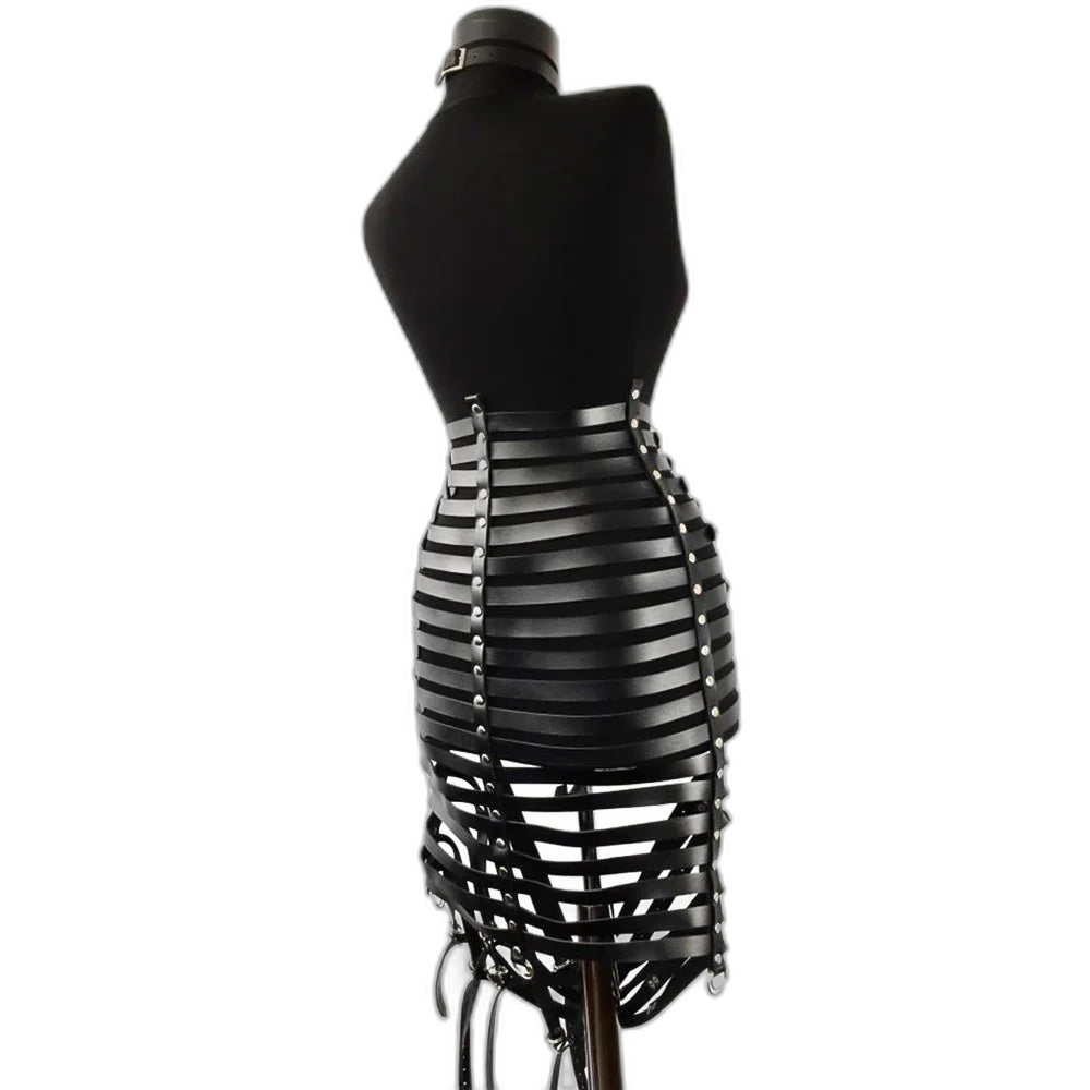 Seductive Black Bondage Harness Corset Dress
