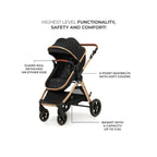Kinderkraft Esme 3-in-1 Travel System with Mink Pro Car Seat - Pure Black