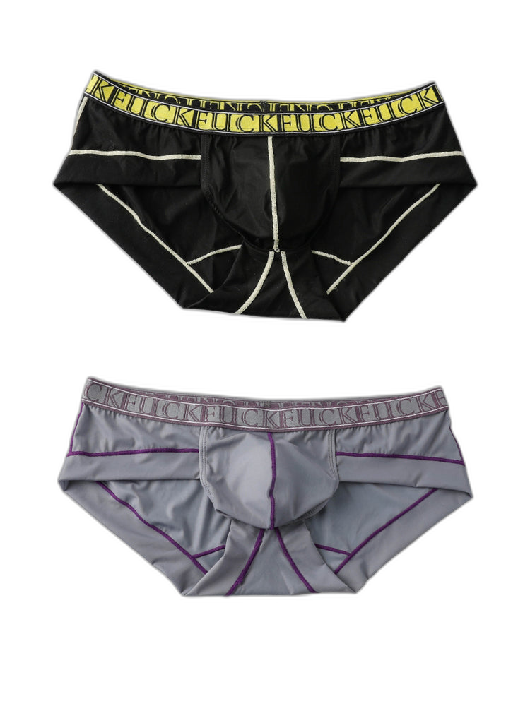 2 Pack Men's Ice-Silk Stretch Sports Briefs with 3D Pouch
