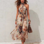 Printed Halterneck Dress Women