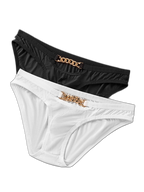 2 Pack Men's U-Pouch Design Metal-Clasp Thin Briefs