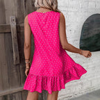 Polka Dot Ruffled Sleeveless Dress