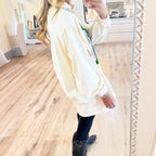 Women's Printed Casual Loose-fit Patchwork Crew Neck Sweater