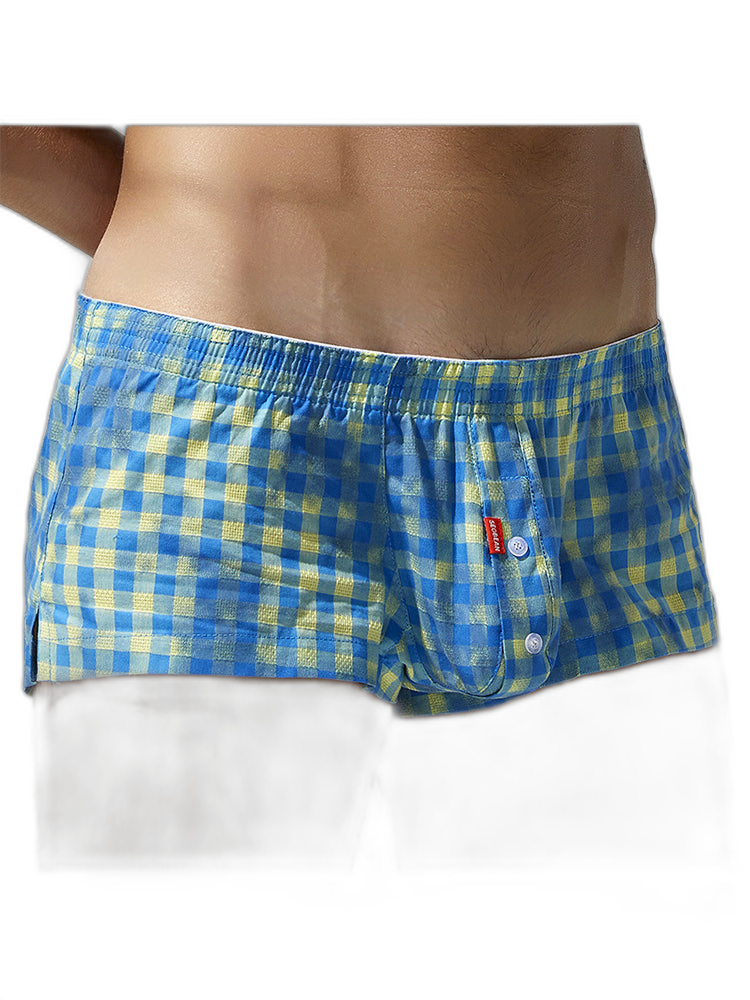 Men's Low-Rise Plaid Sexy Pouch Boxers