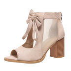 Platform Chunky High Heels Women's Sandals Bow Decoration Open Toe Block Ankle Strap Sandals For Dress Bridal Party Shoes