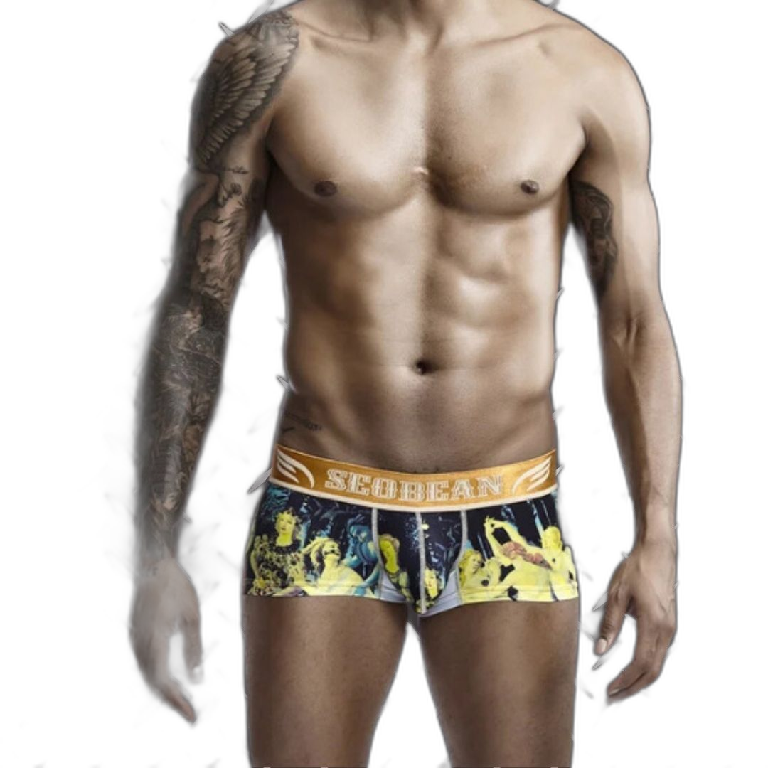 SEOBEAN Luxe Print Silk Low-Waist Boxers