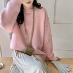 Thickened Loose-fitting Crew-neck Laid-back Style Sweater For Women