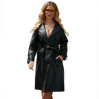 Women's Long, Loose-fit Classic Trench Coat With A Lapel And Belt