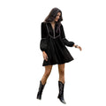 Women's Intellectual Casual Long-Sleeve V-Neck Dress