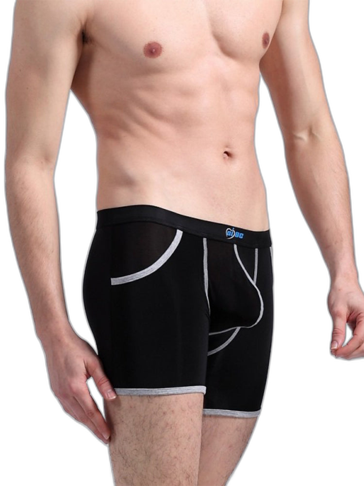 3 Pack Men's Long Leg Boxer Briefs Made of Ultra-Thin Ice Silk with Anti-Wear Elastic