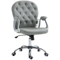 Vinsetto Office Chair Ergonomic 360\'c2\'b0 Swivel PU Diamante Padded Base 5 Castor Wheels for Home Work Grey
