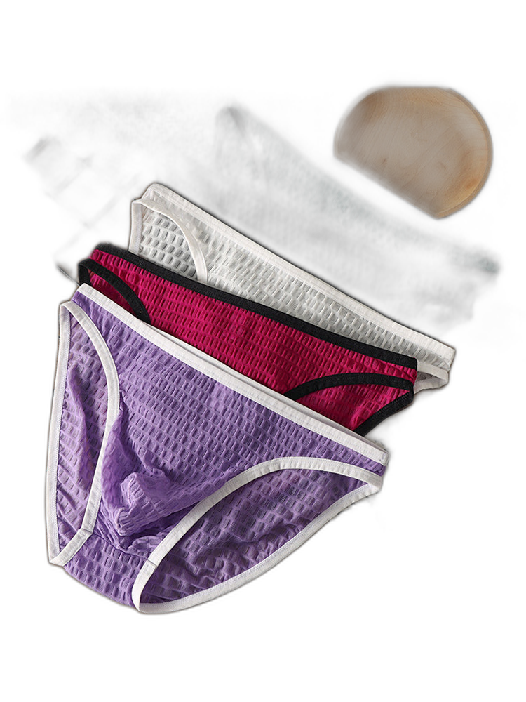 2 Pack Men's Solid-Color Checkered Briefs