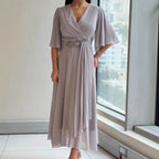 Fashionable New V-neck Pleated Women's Dress