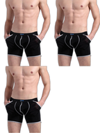 3 Pack Men's Long Leg Boxer Briefs Made of Ultra-Thin Ice Silk with Anti-Wear Elastic