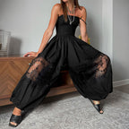 Women's Loose-Fit Lace-Panel Jogger Pants