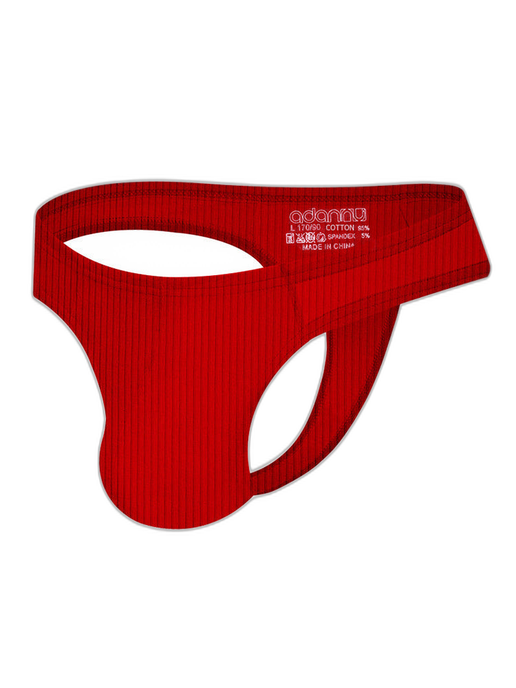 2-pack Men's Ribbed Low-rise Solid Color Thong