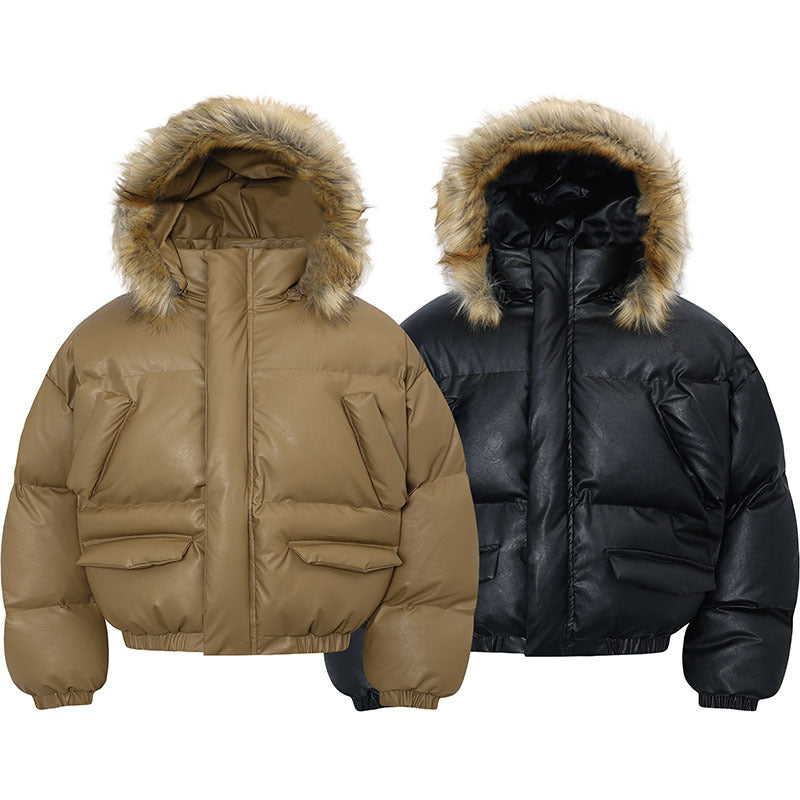 Retro-style Padded Cotton Coat With A Thick Fur Collarunisex