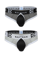 2 Pack Men's Breathable Mesh Removable U-Shaped Pocket Thongs
