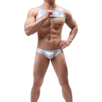 Shiny Harness-Crop Top + Briefs (2 Piece Outfit)