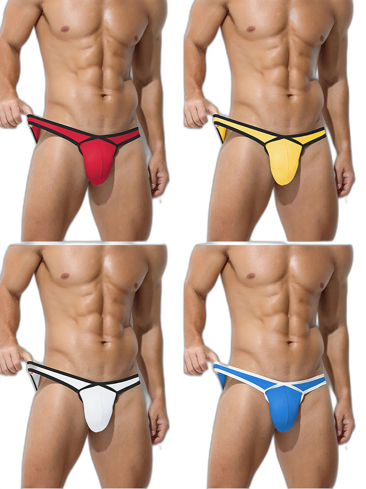 4 Pack Men's Low-Rise Sexy Narrow-Band Cooling U-Convex Breathable Comfortable Thong