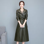 Women's Mid-length Slim-fit Over-the-knee Sheepskin Trench Coat