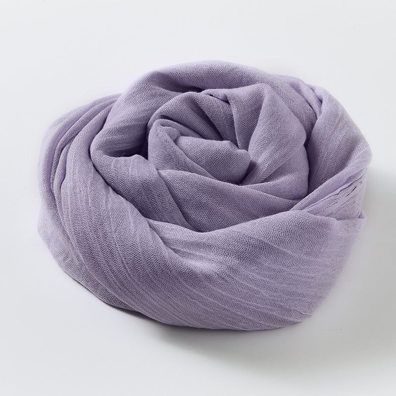 Artistic Sunscreen Solid Color Cotton And Linen Scarf